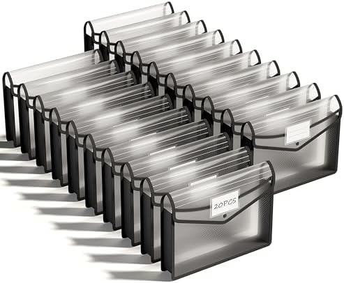 ThinkTex Plastic Expanding File Folder, Transparent envelopes with Snap by ThinkTex
