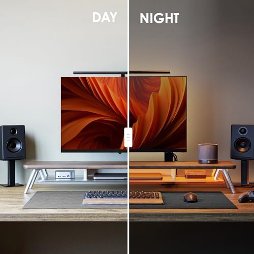 Fenge Dual Monitor Stand Riser with Phone & Tablet Slot, Brown - Image 4