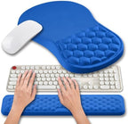 Hokafenle 2 in 1 Ergonomic Mouse Pad Wrist Support & Wrist Rest for Computer Keyboard Set, with Relieve Carpal Tunnel Pain Massage Bulge and Full Memory Gel Design (2In1 Set, Dg Blue) by Hokafenle