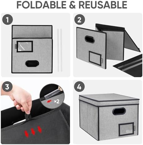 BALEINE File Organizer Box with Lid, Collapsible Hanging File Storage Box - Image 7