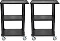 Pearington 3-Tier Compact Multi-Purpose Utility Cart with Lockable Wheels and Ergonomic Handle, Black, 2 Pack by Pearington