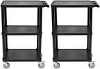 Pearington 3-Tier Compact Multi-Purpose Utility Cart with Lockable Wheels and Ergonomic Handle, Black, 2 Pack by Pearington