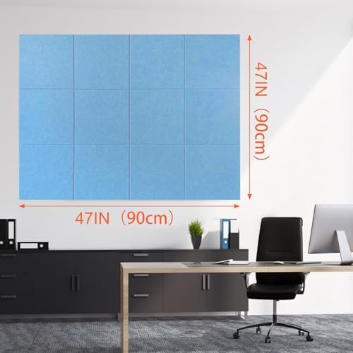 Cork Boards for Walls 48" x 36" Felt Board Alternative, 12 Pack Felt Wall Tiles Bulletin Board, Large Cork Board for Office Pin Board Tack Board Cork Boards - Image 6