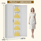 BESFUR 71" Tall White Kitchen Pantry Cabinet, Metal Food Storage Cabinet with 4 Adjustable Shelves, Freestanding Cupboard with Doors for Kitchen, Dining Room, Living Room, Bathroom, Laundry Room - Image 3