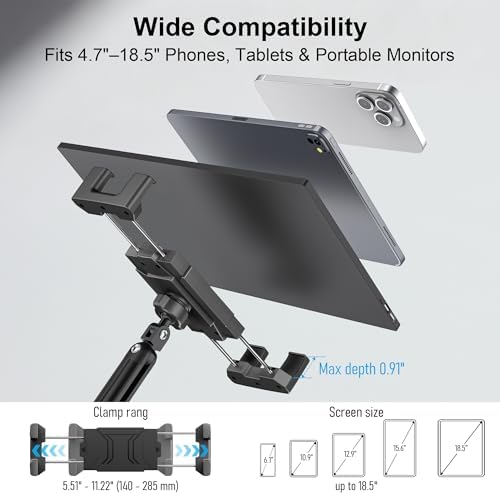 Portable Monitor Stand 15.6", Heavy Duty Tablet Arm Mount with Desk Clamp - Image 3