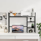 Snughome Desk Shelf, 38.6" Desk Hutch for Computer Monitor, Desktop Organizer Shelf, 4 Tier Desk Display Rack, Wood Desktop Bookshelf Storage Rack for Home Office Dorm, Black - Image 4