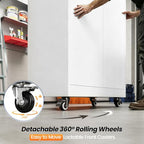 MIIIKO 75" Tall Metal Storage Cabinet with Wheels,Garage Storage Cabinets with Lock,Heavy Duty Tool Cabinets with 2 Doors and 4 Shelves for Garage,Home Office,Shop,Warehouse（White） - Image 7