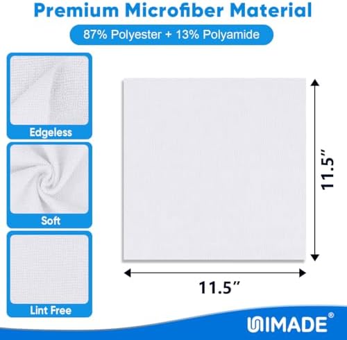 UNIMADE Shop Towels Rags, 150 Pack Reusable Shop Rags Bulk Microfiber Cleaning Cloth Lint Free Cleaning Towels for Car Kitchen Automotive Bar Mechanic Restaurant Garage, 11.5"x 11.5", White - Image 2