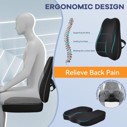 Car Seat Cushion with Lumbar Support, Memory Foam for Long Driving - Image 3
