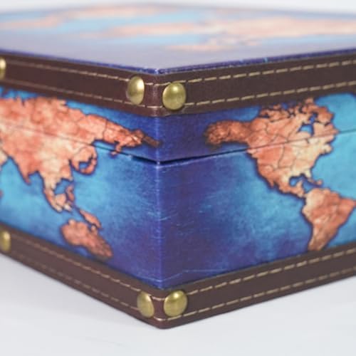 DreamsEden Decorative Wooden Storage Box with Vintage World Map Design - Image 6
