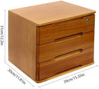 Wooden Desk Organizer with Lockable Drawers, 3-Tier Countertop Storage Cabinet File Cabinet Jewelry Organizer Home Office Supplies Organization Unit (Wood Yellow-1 Lock) - Image 3