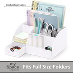 White Desktop Organizer - 9 Compartment Office Desk Accessories Organizer - Pen Holder - Image 3