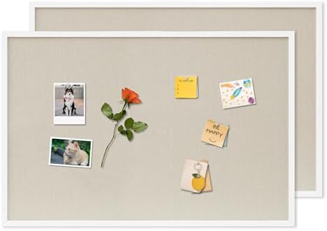 DAHAPYBOO Cork Board with Linen White 2Pack,Bulletin Board 36"x24" by DAHAPYBOO