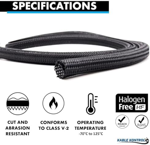 Kable Kontrol Braided Cable Sleeve Split Wrap 1/4" 3000 Ft - Black - Image 2