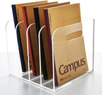 4 Vertical Compartments File Holder, Clear Acrylic Desk Organizer and Storage Bins Holding for Magazines, Binders, Notebooks, Envelopes, Multi-purpose Document Organizer for Home Office - Image 3