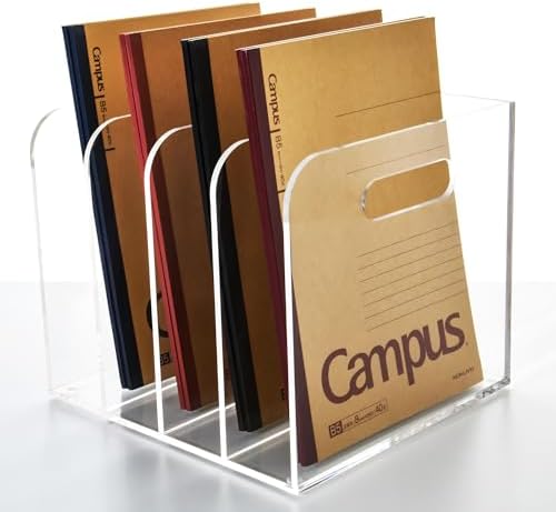 4 Vertical Compartments File Holder, Clear Acrylic Desk Organizer and Storage Bins Holding for Magazines, Binders, Notebooks, Envelopes, Multi-purpose Document Organizer for Home Office - Image 3