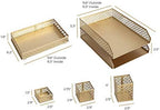BLU MONACO | Gold Desk Organizer Set for Women 6 Piece | Mail Sorter Organizer Countertop with Letter Sorter for Desk | Steel Desktop Organizer with Mesh Pen Holders - Image 6
