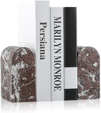 Koville Turkish Natural Marble Bookends for Shelves, Decorative Book Ends, 13lbs Heavy-Duty Marble Book Holders, Bookshelf Apartment Decor for Normal Books/CD/Video Games(Leopard) by Koville