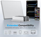OMOTON 3-Slot Multiple Vertical Laptop Stand, Fits MacBook, Bright Silver - Image 6