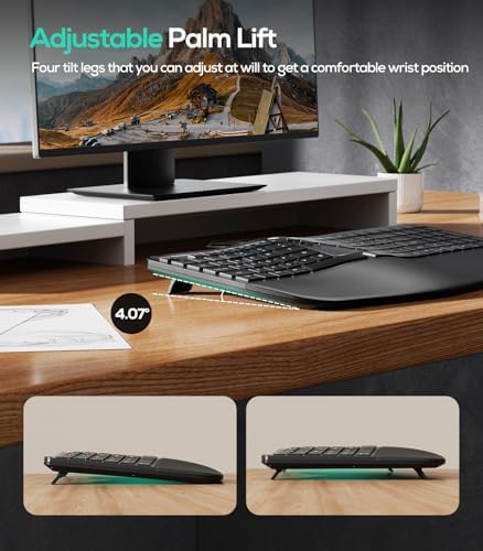 Nulea Ergonomic Split Wireless Keyboard with Cushioned Wrist Rest - Image 5