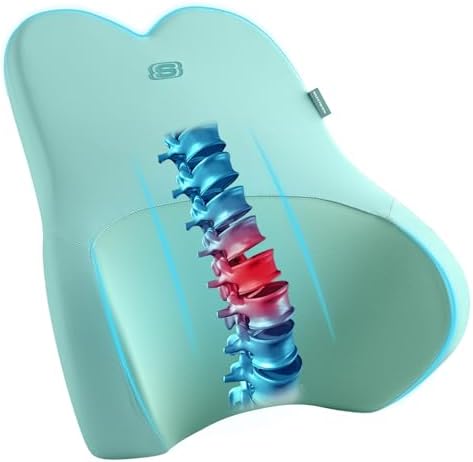 Skechers Air-Cooled & Memory Foam Lumbar Pillow,Lumbar Support Pillow for Office,Chair Lower Back Pain Relief Lumbar Pillow,Ergonomic Design Back Support Pillow for Office Chair,Car,Home,Travel,Green by Unknown
