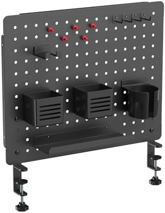 Kantek Pegboard Desktop Organizer & Accessories, Sits, Hangs or Clamps to Tables, 20.58” X 17” Black Steel Privacy Panel, Cup Holder, Pen Cup, Headphone Holder, Tray, Magnets, Easy Install - Image 7