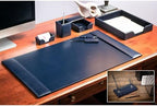 Dacasso Bonded Set Luxury Leather Desk Pad & Desk Organization Essentials, 7 Piece, Navy Blue - Image 6