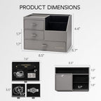 VLANDO Desk Organizer,PU Leather Office Storage with Compartments,Gray - Image 3