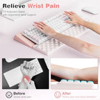 Ospelelf Keyboard Wrist Rest, Ergonomic Memory Foam Wrist Support for Typing & Gaming, Tilted Keyboard Pad, Aesthetic Desk Accessories for Office, Relief for Carpal Tunnel & Wrist Pain, Pink White - Image 2