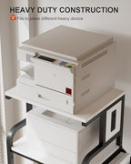 Tall Printer Stand with Charging Station, 4-Tier Mobile Cart, White - Image 3