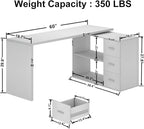 HSH White L Shaped Computer Corner Desk with 3 Storage Drawers 60 inch - Image 2