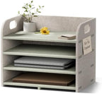 Fluxynara 4-Tier Felt File Organizer with Carry Handles, Sage Mist by FLUXYNARA