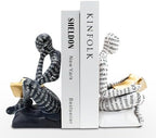 BANOMII Heavy Duty Book Ends for Shelves, Thinker Decorative Bookends for Heavy Books, Unique Book Stoppers to Hold Book, Bookshelf Accessories, Modern Home Office Decor Aesthetic Black & White by BanomiiHome