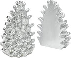 Creative Co-Op Decorative Resin Pinecone Bookends, Silver Finish, Set of 2 - Image 2