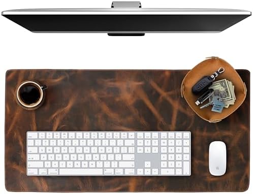 ELIZO Leather Desk Pad Real Leather Desk Mat Desk Cover Desk Blotter Desk Protector Large Computer Mat for Keyboard Gaming Mouse Pad (2-Layer 3mm) Table Laptop Mat Office Desktop Accessories by Elizo