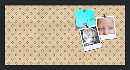 PinPix 24x12 inch Cork Bulletin Board. This Decorative Framed Pin Board Comes with Diamonds in Red and Yellow Design and Satin Black. Ideal for Home, Office Decor or School (PinPix-333) by PinPixBulletinBoards