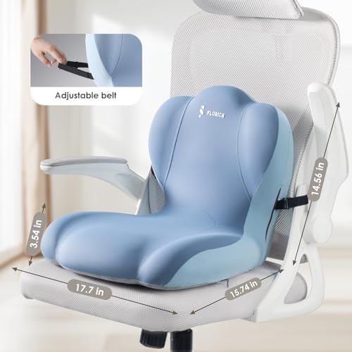 FLORICH Memory Foam Truck Seat Cushion,Car Seat Cushion and Lumbar Support Pillow for Office Chair, Ergonomic Back Support & Sciatica Relief for Long Drives(Blue) - Image 3