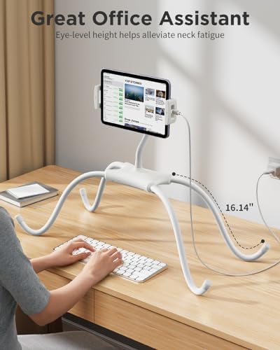 SAIJI Tablet Holder for Bed - iPad Phone Stand for Lap (White) - Image 6