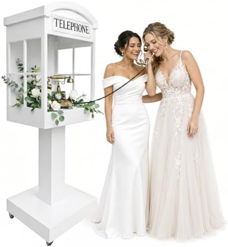Telephone Booth Audio Guest Book White Phone Booth Stand Wedding Telephone Booth Box Perfect for Video Message Recording Wedding Party Ceremony Decoration by ZLPOWER