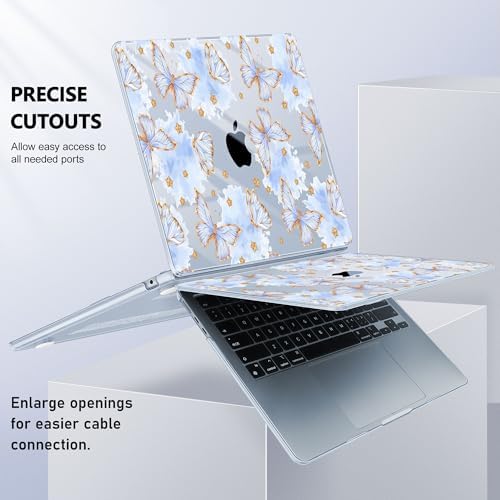 May Chen for MacBook Air 15 inch Case M5 M4 M3 M2 2026 2024-2023, Model A3448 A3241 A3114 A2941, Closes Seamlessly Hard Shell Laptop Cover with Keyboard Cover, Blue Butterfly - Image 6