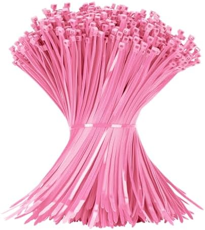 Armpow 12 Inch Zip Ties Pink 1000 PCS, 50 Lbs- Heavy Duty Tensile Strength, Nylon PA66 UV Resistant Cable Ties for Indoor and Outdoor Use - Ideal for object bundling and fastening by HighQualityTies