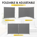 Rantila Indoor Room Divider, Portable Office Divider, Room Divider Wall Screen 2 Large Panel, Folding Partition Privacy Screen Walls Dividers for Room Separator 142" W x 71" H,Gray - Image 3