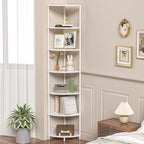 7 Tier Corner Shelf Stand, 64.7", Marble White - Image 3