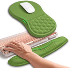 Hokafenle 2in1 Combination, Wave Keyboard Wrist Rest and Ergonomic Curvature Mouse Pad Wrist Support for Relieve Wrist Pain, Filled with Soft Cushion Memory Foam, Dill Green by Hokafenle