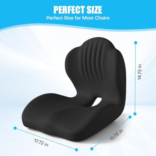 Ergonomic Seat Cushion for Office Chairs Lumbar Support Pillow, Black - Image 3