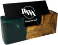 RWA Emerald Business Card Holder – Luxury Square Desk Organizer, Stylish Office Decor, Slim Card Holders - Wood & Epoxy Card Display Stand for Men and Women, Office Desk Accessories - SMART, green by RWAresinwoodart