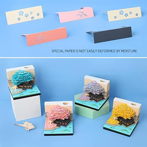 3D Memo Pad Tree Model Colorful 3D Sticky Notes Paper Notes,3D Art Notepad with Pen Holder LED(Purple Marriage Tree) - Image 6