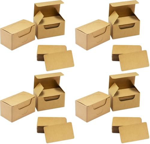 250 PCs Original Wood Color Blank Kraft Paper Round Corner Flash Word Message Gift DIY Index Card (3.5” X 2.1”) (Pack of 4) by VANTASII