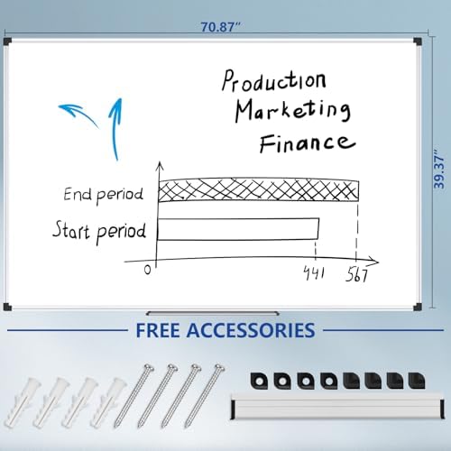 XBoard Magnetic Dry Erase Board 72" x 40" Wall Mounted, Large Whiteboard with Marker Tray, Aluminum Frame Large Dry Erase Board for Office, Conference Room, School - Image 3