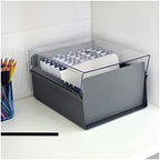 Acrimet 5 X 8 Card File Holder Organizer Box Metal Base Heavy Duty (AZ Index Cards and Divider Included) (Gray Color with Clear Crystal Plastic Lid Cover) - Image 2